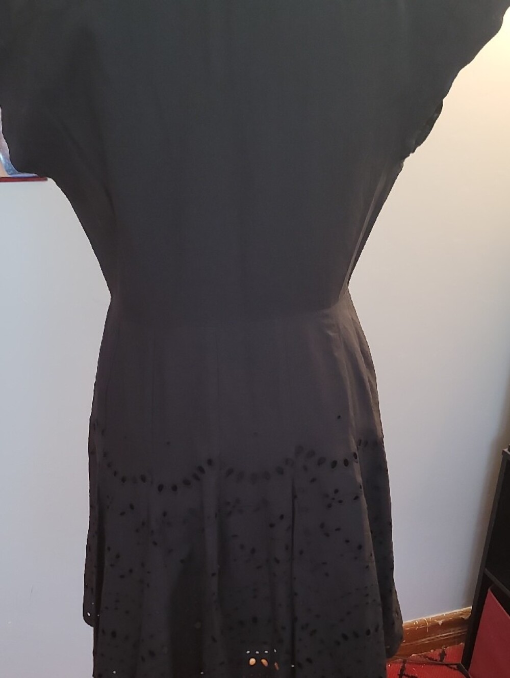 Zara Black Eyelet-Hem Mini Shirt Dress size small - Picture 12 of 13